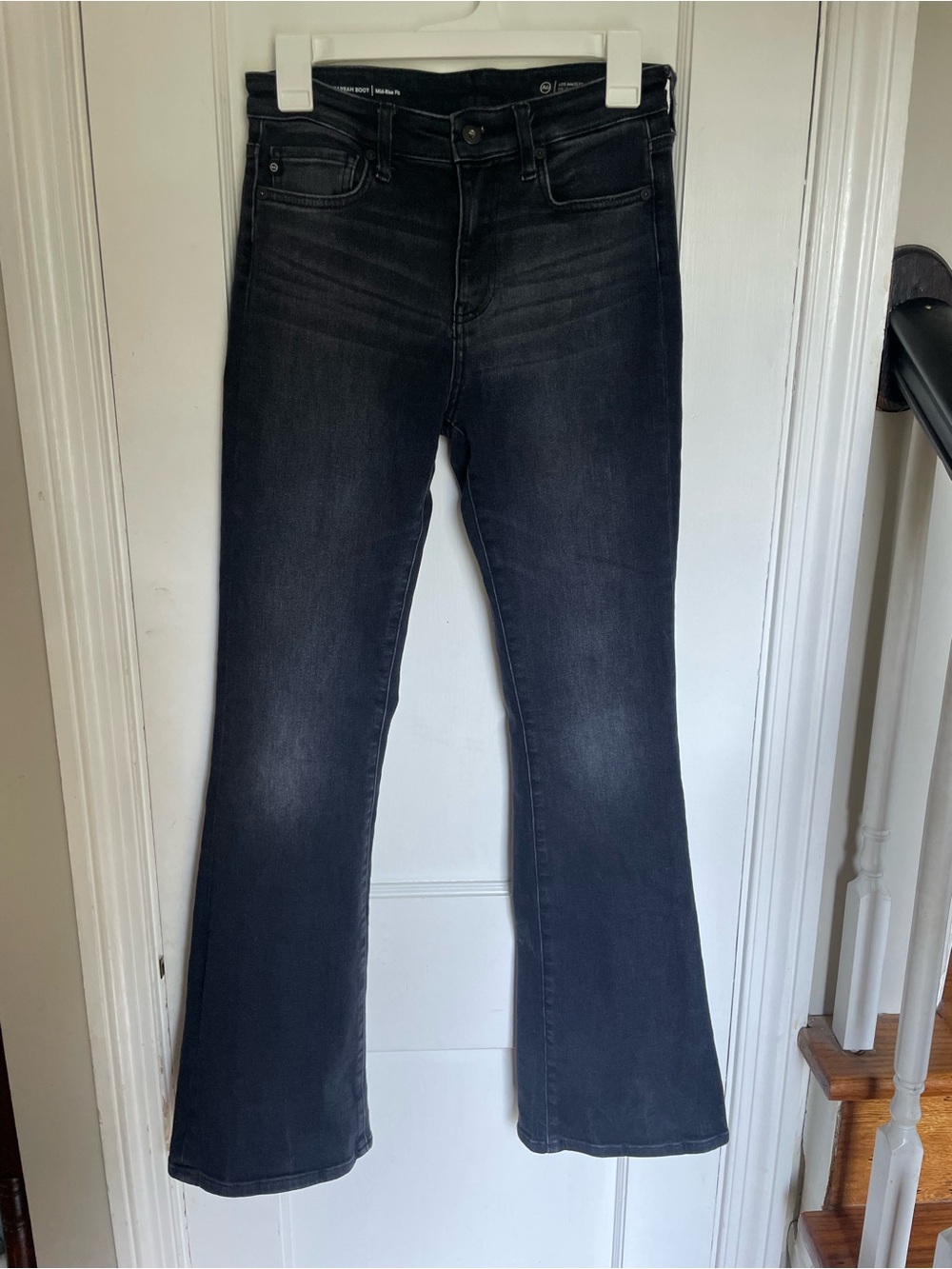 Ag Adriano Goldschmied Farrah Boot Midrise Black Flare Jeans Sz 26